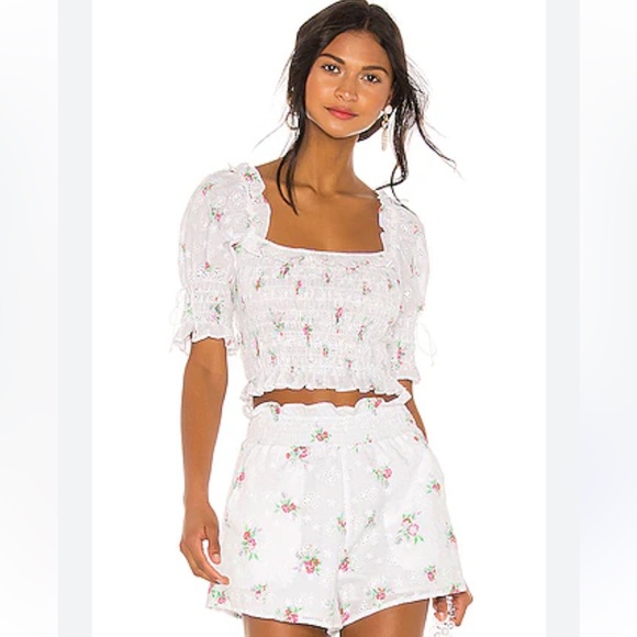 For Love + Lemons Tarte Floral Eyelet Blouse - Picture 1 of 6
